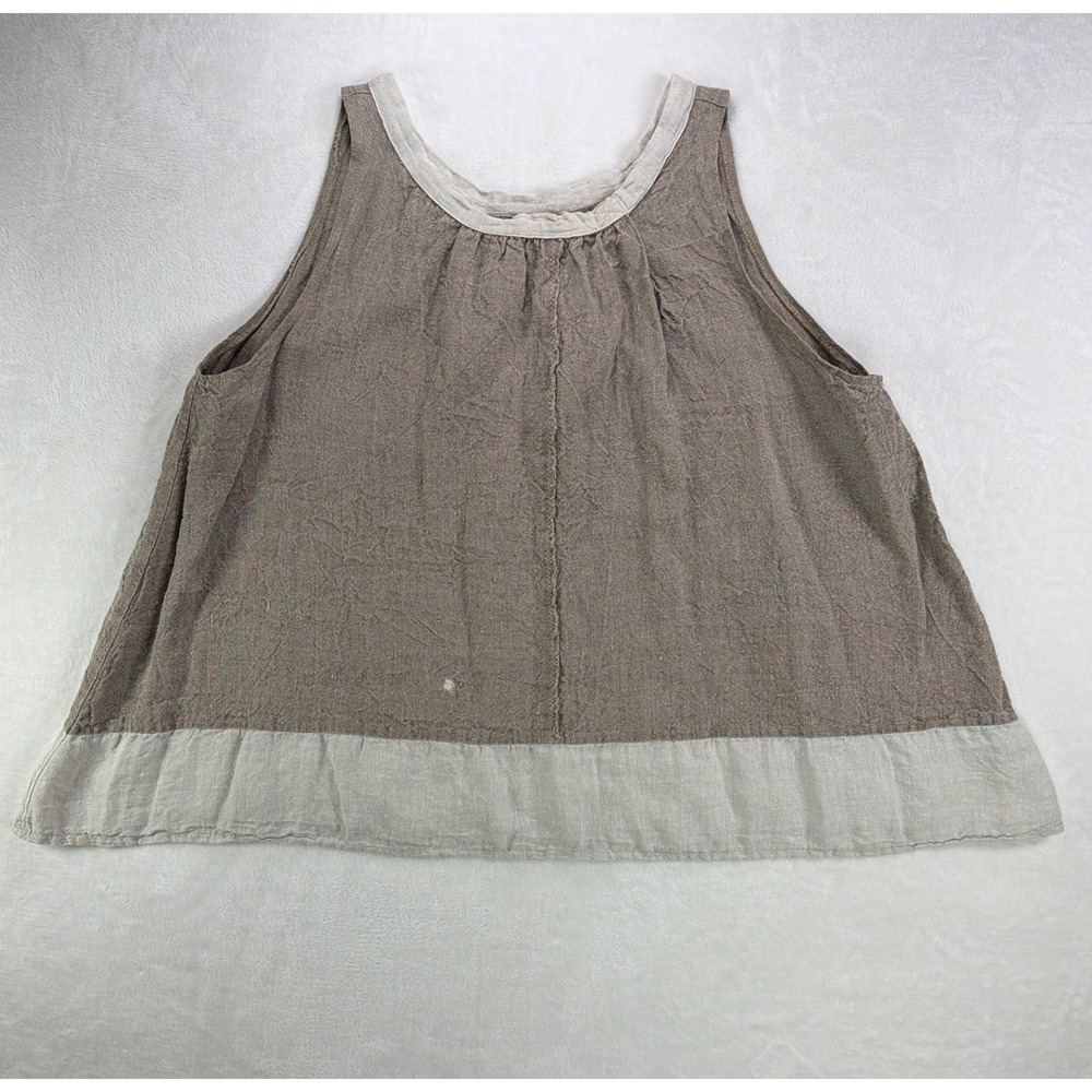 Magnolia Pearl Love Linen Tank Women OS Brown Natural Relaxed Boho Elegant Chic - Picture 3 of 16